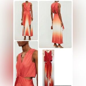 Maje Terracota Resia Sleeveless Cutout Red and Orange Ombre Maxi‎ Dress size 38